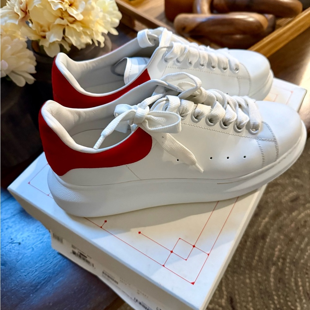 Alexander McQueen White and Red Sneakers